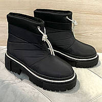Зимние женские ботинки дутики со стразами. 40 (25,5см)