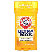 Твердий дезодорант Arm & Hammer Ultra Max Antiperspirant&Doodorant Invisible Solid unscented 73 г Широкий