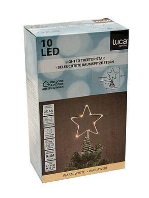 Верхівка світлодіодна Зірка "Luca",13 см 10 LED, теплий білий, фото 3