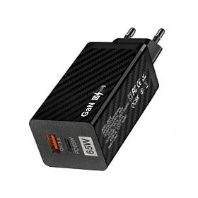 Мережевий адаптер GaN BK378 USB Type-C 65 W (Чорний)