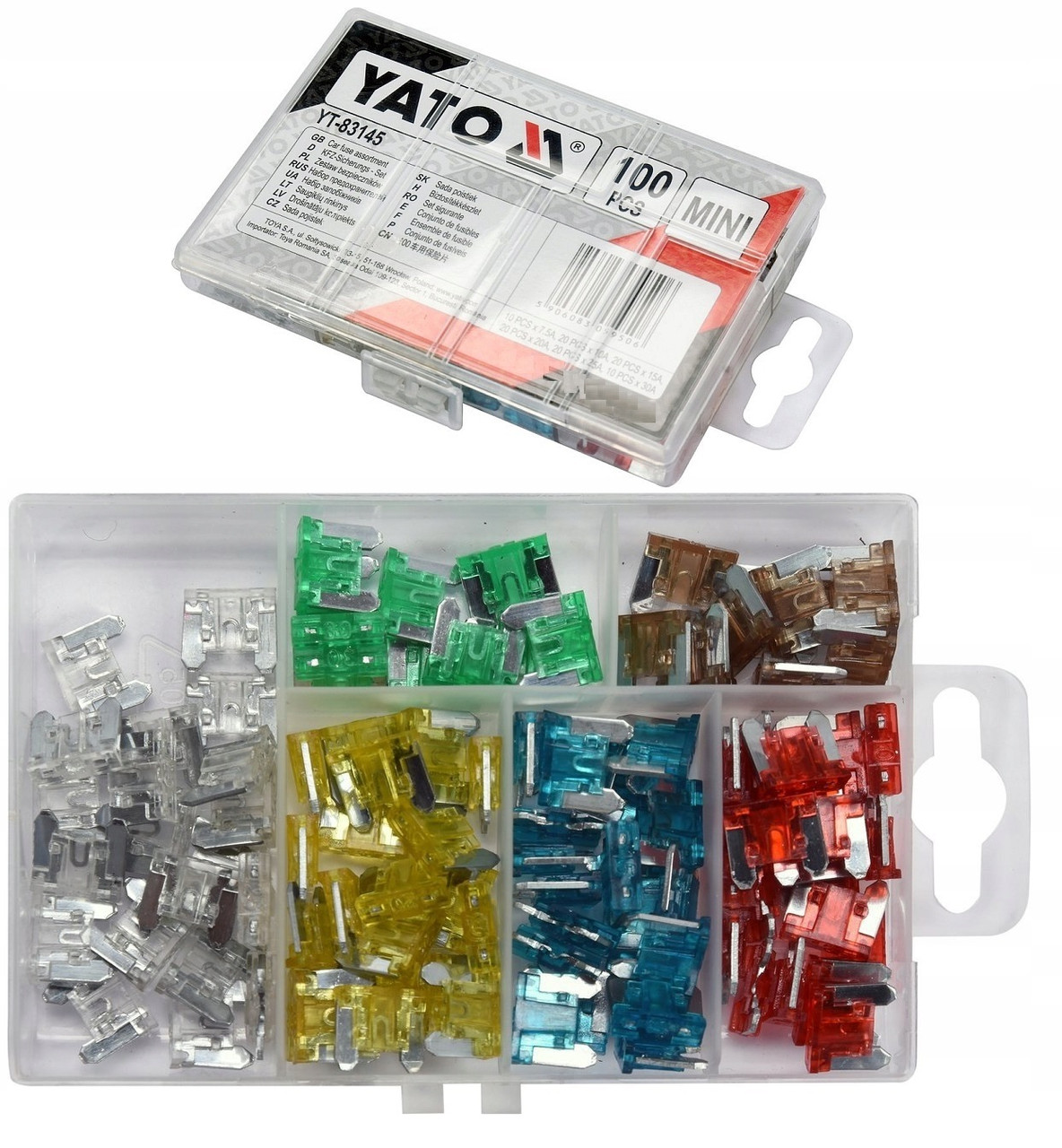 Набір Автомобільних Запобіжників MINI 100 шт YATO (YT-83145)