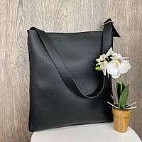 Большая женская сумка классическая черная формат А4, качественная и вместительная сумка для документов MS