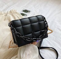 Модная маленькая женская сумочка клатч с цепочкой, черная мини сумка стеганная сумка-клатч женский MS