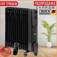 Масляний Обігрівач 2,5 кВт 13 секцій до 30 кв.м Масляний Радіатор Camry CR7814 з пультом 2500 Вт з Термостатом Чорний на колесах