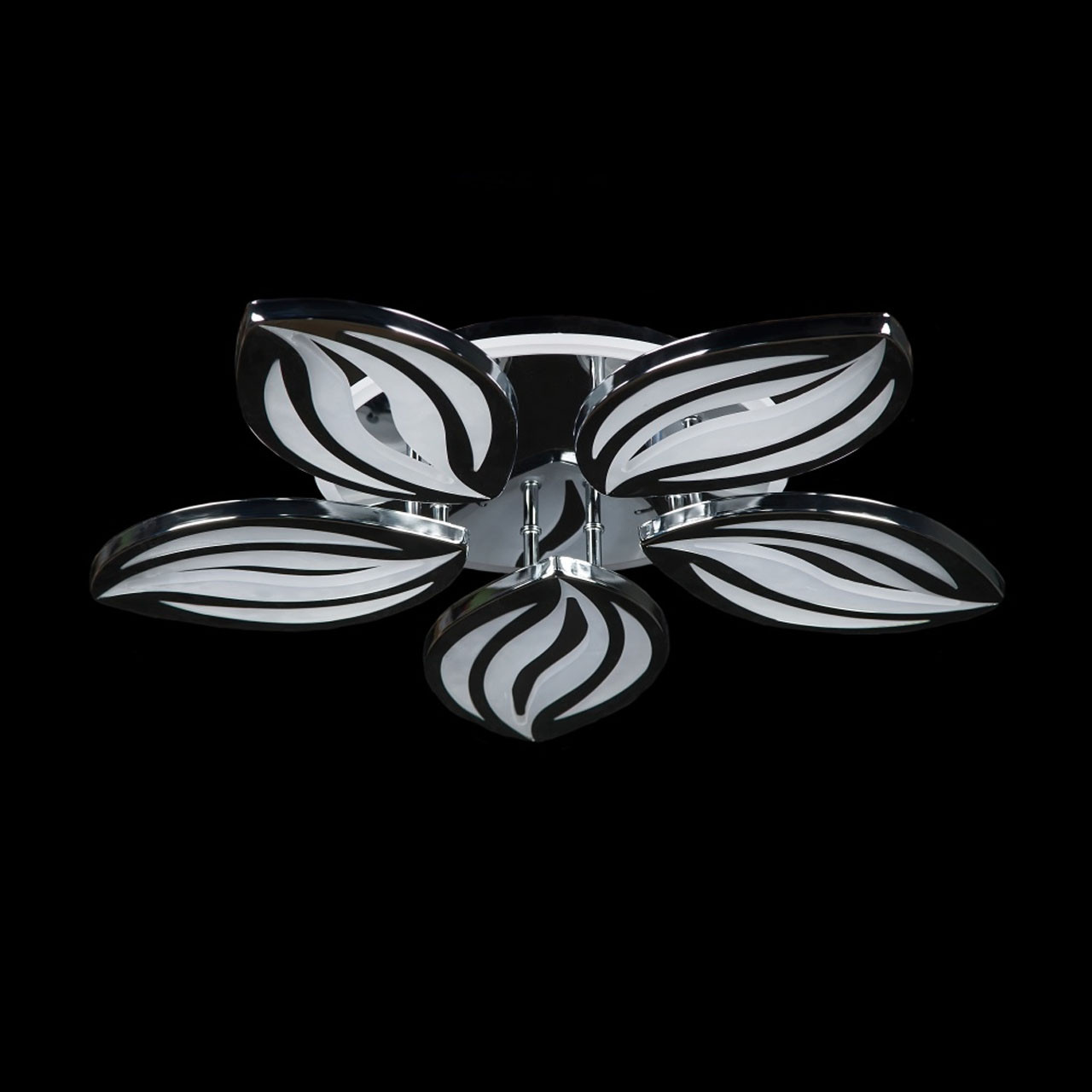 Світлодіодна LED люстра 120 Вт з підсвічуванням та регулюванням яскравості колір каркасу хром D-9103/5HR LED 3color, фото 1