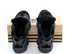 Чоловічі кросівки зимові Adidas YEEZY 500 Utility Black Winter Адідас Ізі 500 чорні замшеві з хутром низькі, фото 5