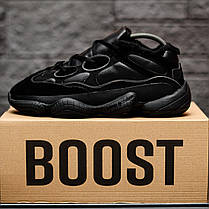 Чоловічі кросівки зимові Adidas YEEZY 500 Utility Black Winter Адідас Ізі 500 чорні замшеві з хутром низькі, фото 3