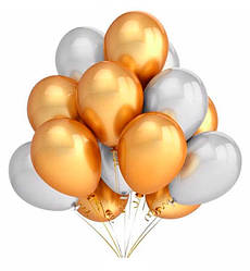 Повітряні кулі "Set", Ø - 28 см., (14 шт.), Італія, колір - срібло і золото (металік)