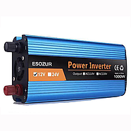 Перетворювач напруги ESOZUR 1000W Інвертор автомобільний 12V на 220V, фото 2