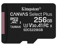 Карта пам`яті MicroSDXC 256GB UHS-I/U3 Class 10 Kingston Canvas Select Plus R100/W85MB/s (SDCS2/256GBSP)