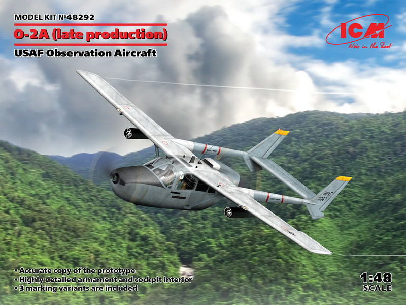 Пластикова модель 1/48 ICM 48292 Cessna O-2A (пізнє виробництво) Спостережний літак США, фото 1