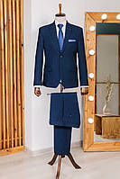 Классический мужской костюм-двойка пиджак и брюки темно-синий