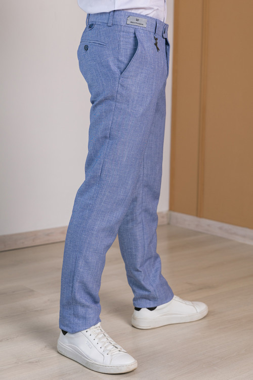 Мужские голубые классические брюки под ремень - фото 3 - id-p1722291216