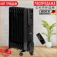 Масляний Обігрівач 2 кВт 9 секцій до 25 кв.м Масляний Радіатор Camry CR7810 з пультом 2000 Вт з Термостатом Чорний на колесах