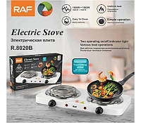 Електрична плита RAF-8020B 2000Вт спіраль настільна спіральна електропіч 2 комфорки, фото 2