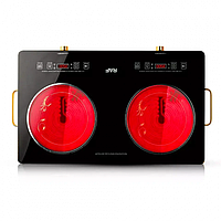 Інфрачервона плита RAF-8088 4800Вт електропіч з сенсорним керуванням двокомфорочна піч, фото 3