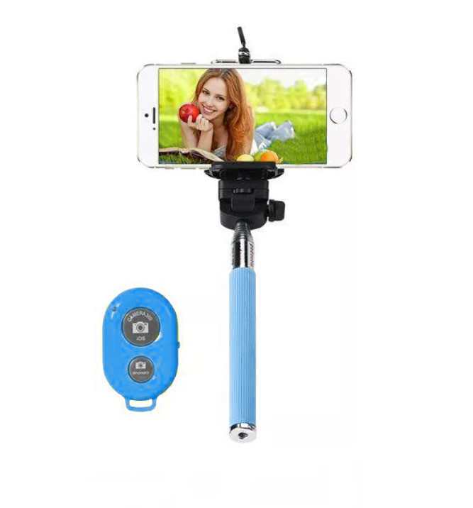 Селфі палка монопод стік з Bluetooth пультом Selfie Rod Blue