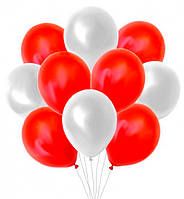 Воздушные шары "Set", Ø - 28 см., (10 шт.), Италия, цвет - серебро и красный (металлик)