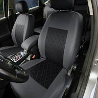 Чехлы на сиденья из экокожи Toyota Corolla Verso 1 поколение 2001-2006 EMC-Elegant Черный, Черные Серый + Черный, Серые