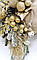 Новорічний вінок на натуральній лозі з золотим декором, фото 3