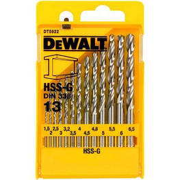 Набір свердел DeWALT HSS-G для металу, 13 шт., d=1,5-6,5 мм. (DT5922)