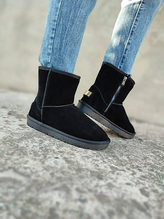 41 р UGG Уги чорні ВИСОЧНІ натуральна замша зі змійкою чоловічі теплі черевики зимові на хутрі, фото 1