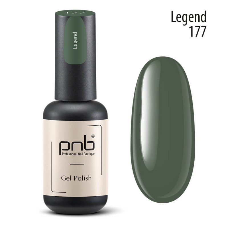Гель-лак PNB Legend №177 темно-оливковий хакі 8 мл, фото 1