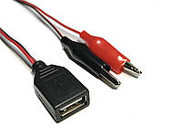 USB гнездо с проводами прищепки крокодилы для зарядки АКБ