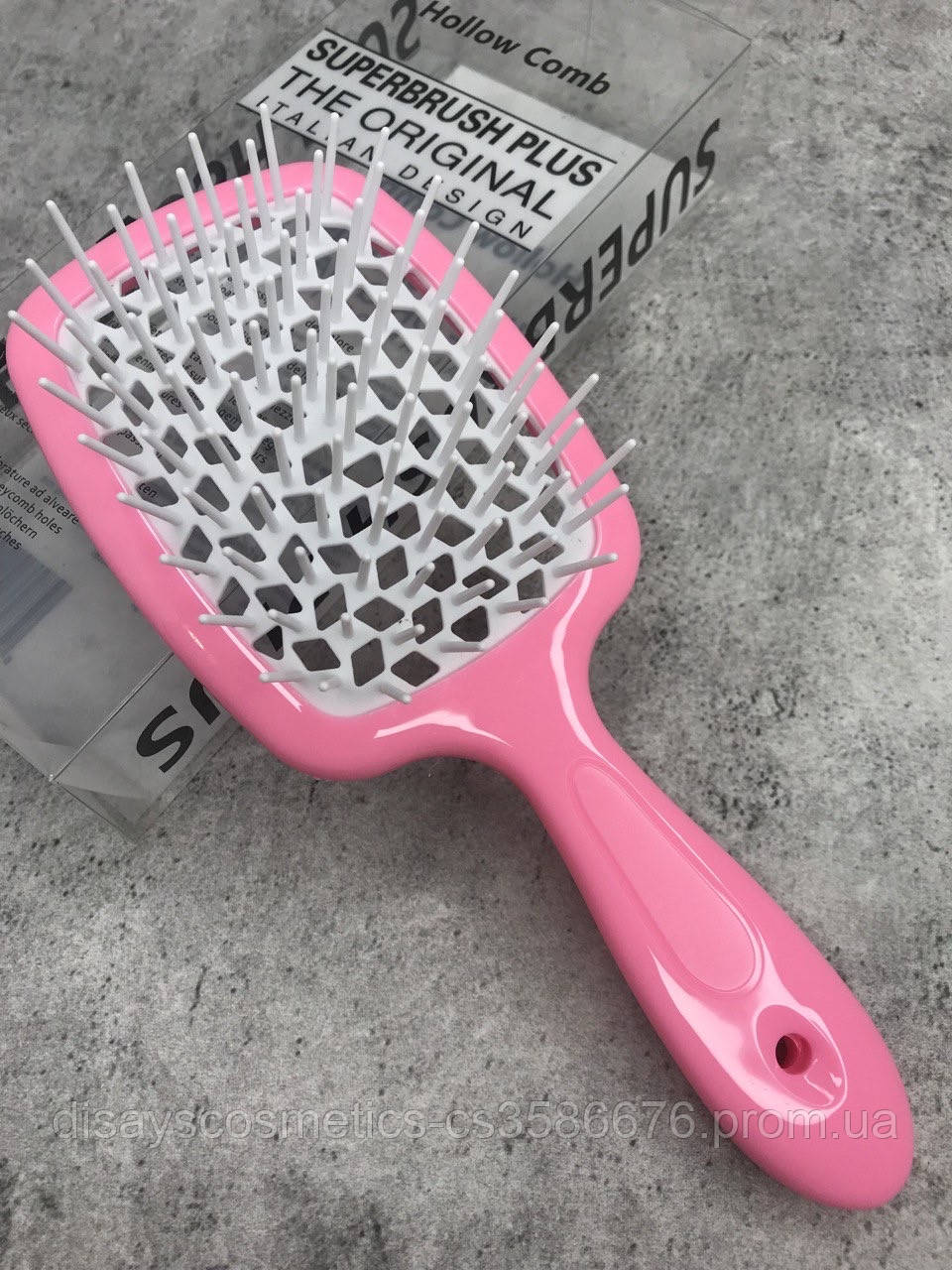 Гребінець для волосся Superbrush Plus Hollow Comb (рожевий з білим)