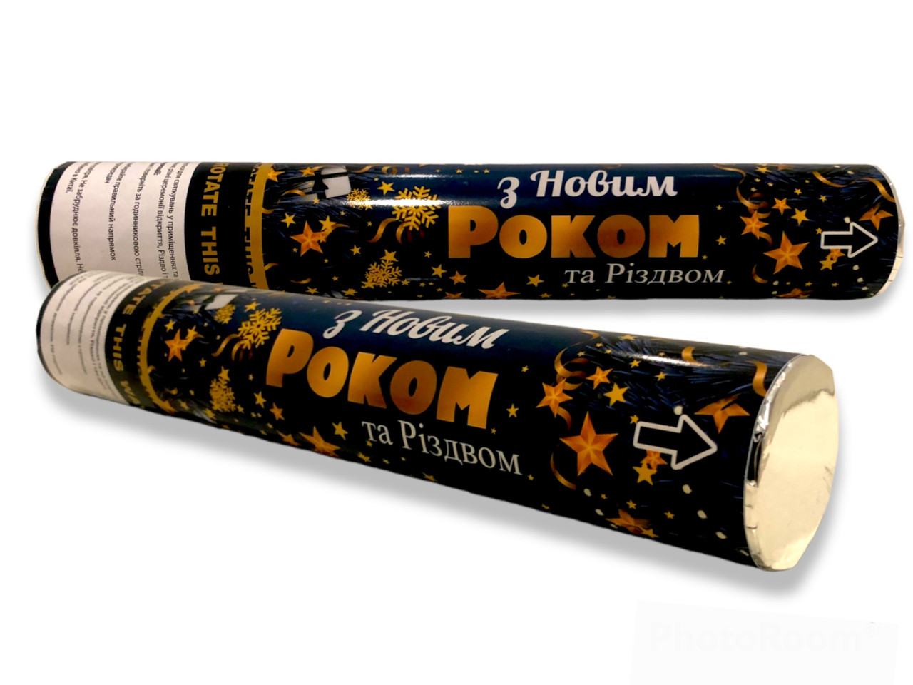 Хлопушка пневматическая З Новим Роком та Різдвом, длина 30 см, фото 1