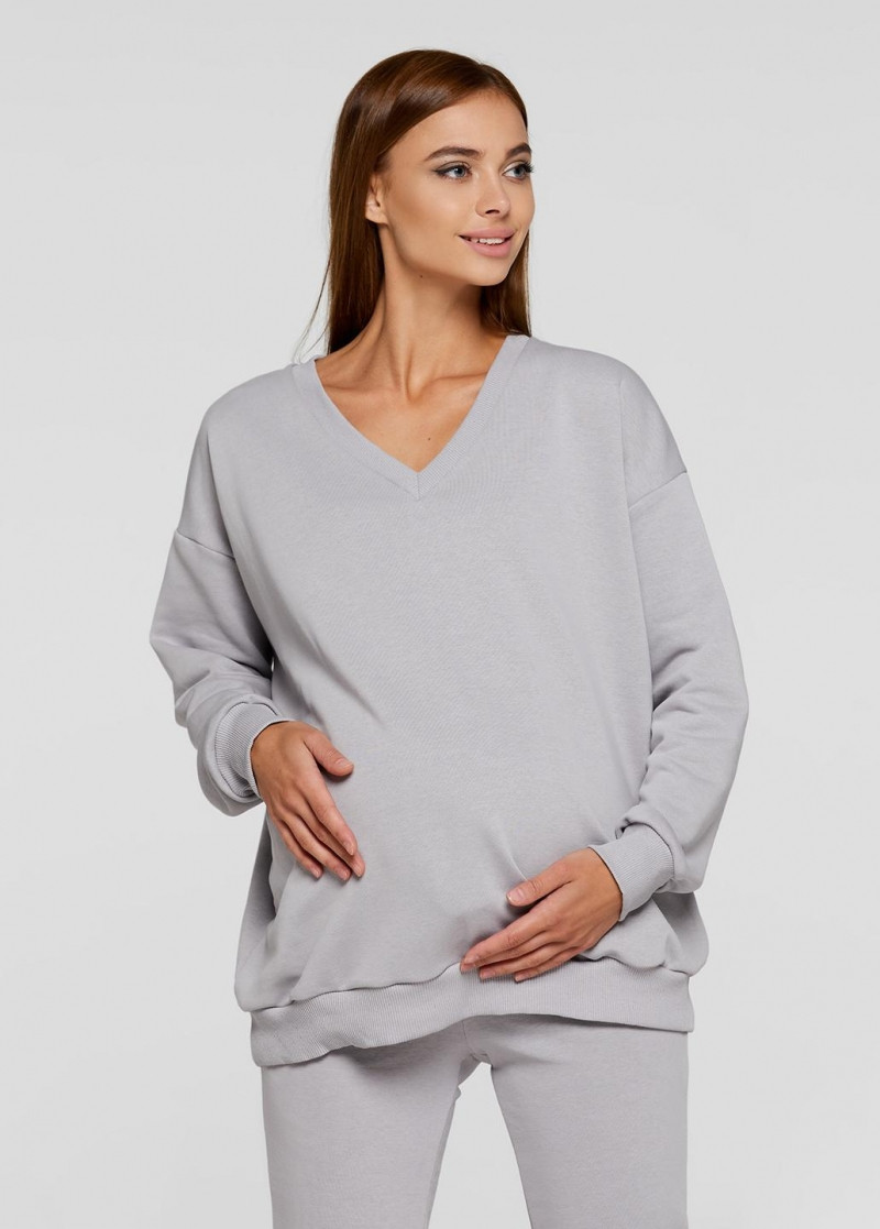 Світшот трикотажний для вагітних та годуючих мам oversize Liverpool розмір S Lullababe Сірий