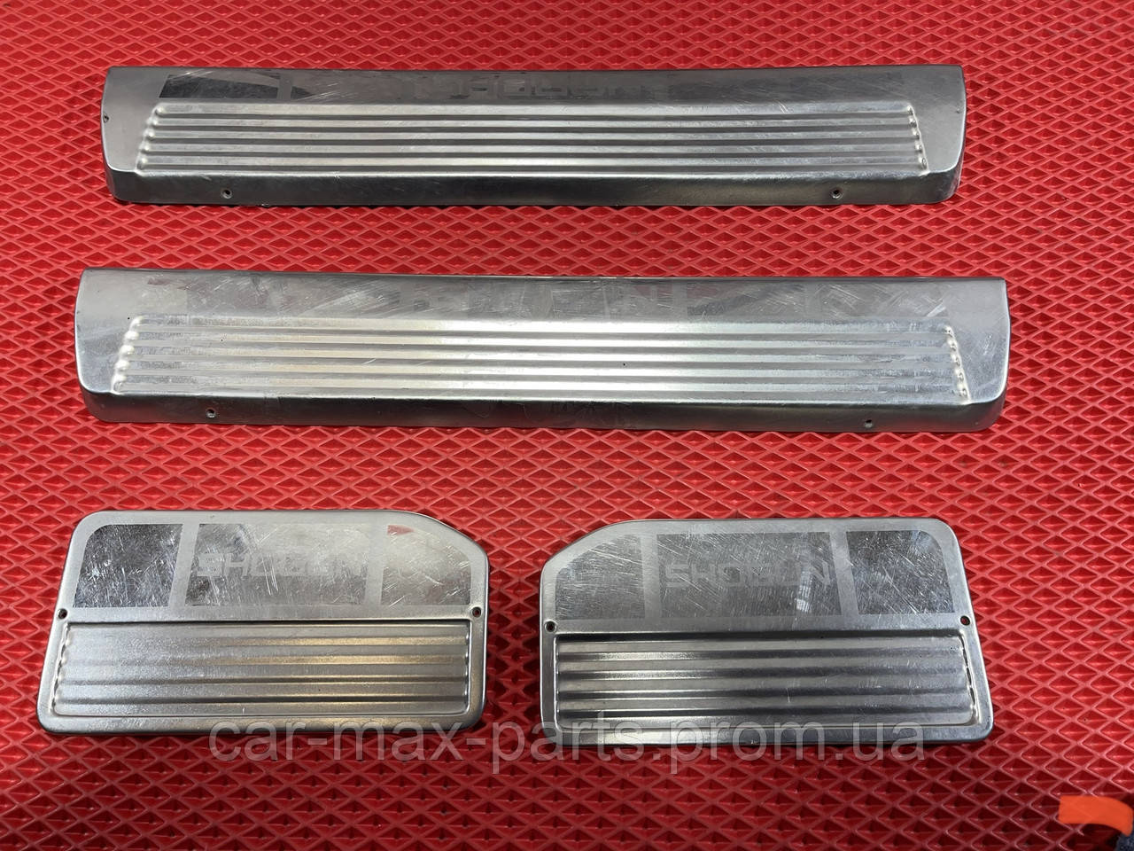 Комплект декоративних накладок порог Mitsubishi Pajero Wagon 3 00-07 НІЖАВЕЙКА, фото 1