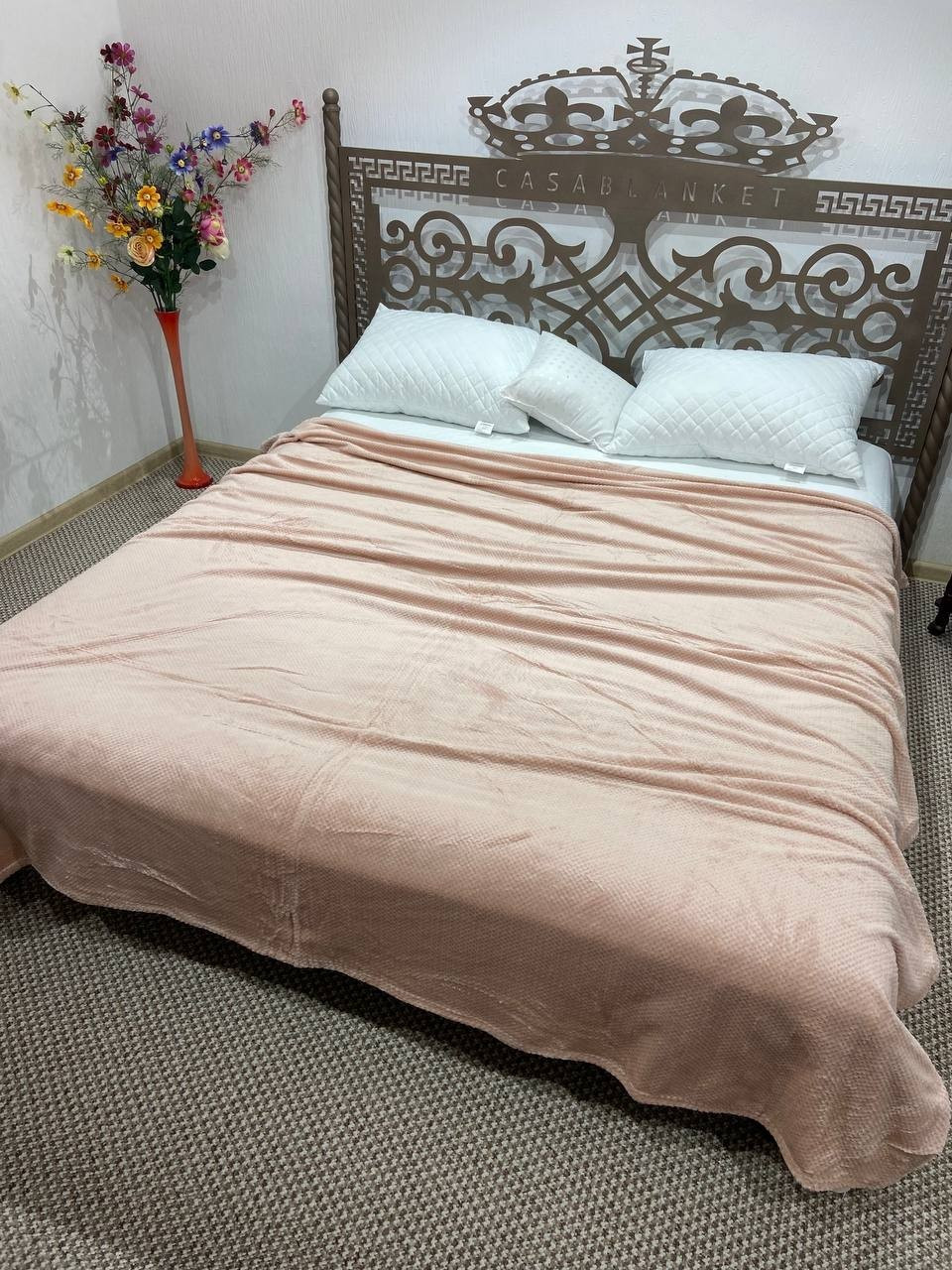 Тонкий плед Koloco из бамбукового волокна 200*220см Пудра, цена 500 грн ...