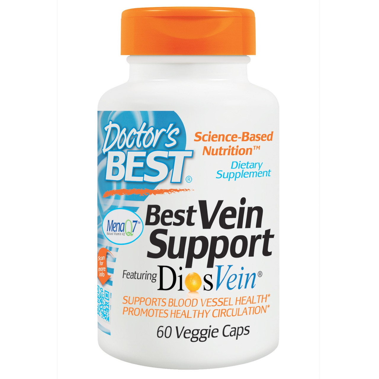 Doctor's Best Vein Support "Підтримка вен" від варикозу: діосмін, гесперидин, вітамін K2, 60 капсул
