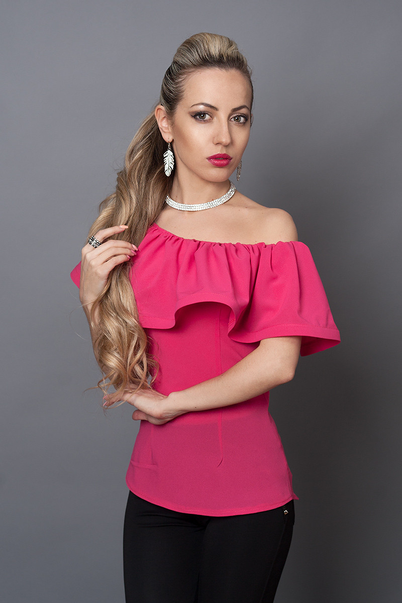 Блуза мод No494-11, розміри 40,42,44,46 малинова, фото 1