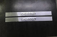 УЦИНКА! Накладки на пороги Carmos (2 шт., нерж) для Chevrolet Lacetti
