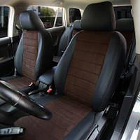 Чехлы на сиденья из экокожи и антары Nissan Patrol V (Y61) 1997-2010 EMC-Elegant Черный + Коричневый