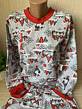 Жіноча тепла сіро-червона Новорічна піжама Санта, з начосом, новорічний принт, фото 4