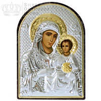 Икона Иерусалимская Божья Матерь 4,2х5,8см серебряная на пластику арочной формы