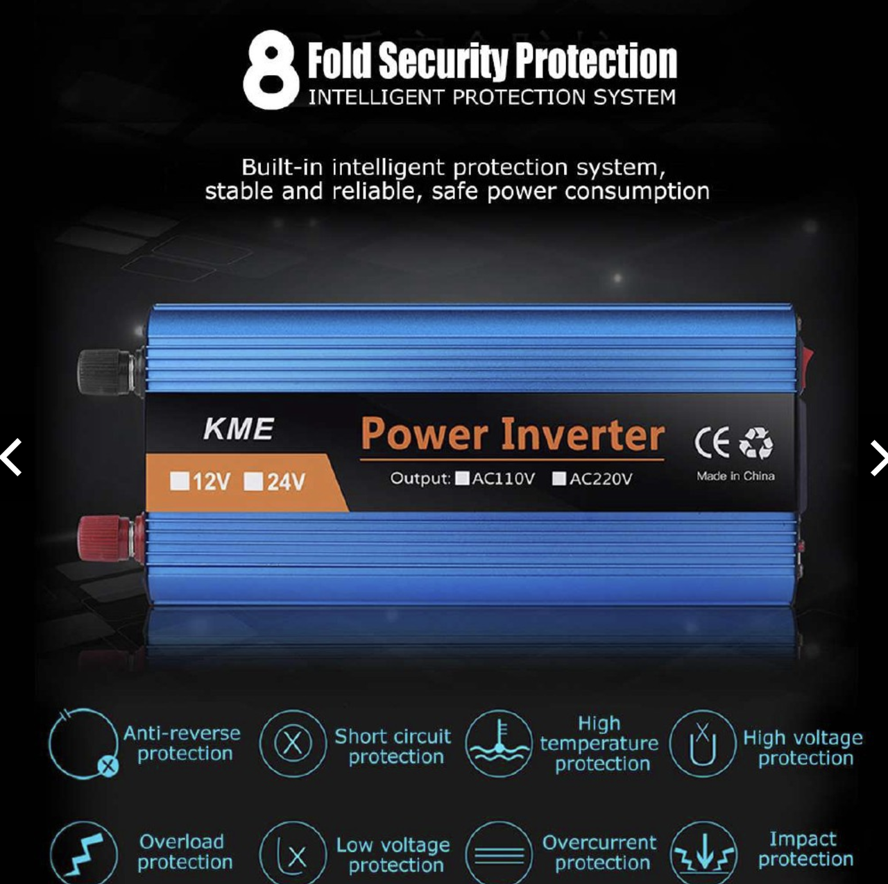 Инвертор преобразователь автомобильный Power Inverter KME 12v220v SSK