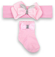 Детский комплект ободок с носками GABBI КТ-20-30-2 от 0-6 месяц. Розовый (12698)