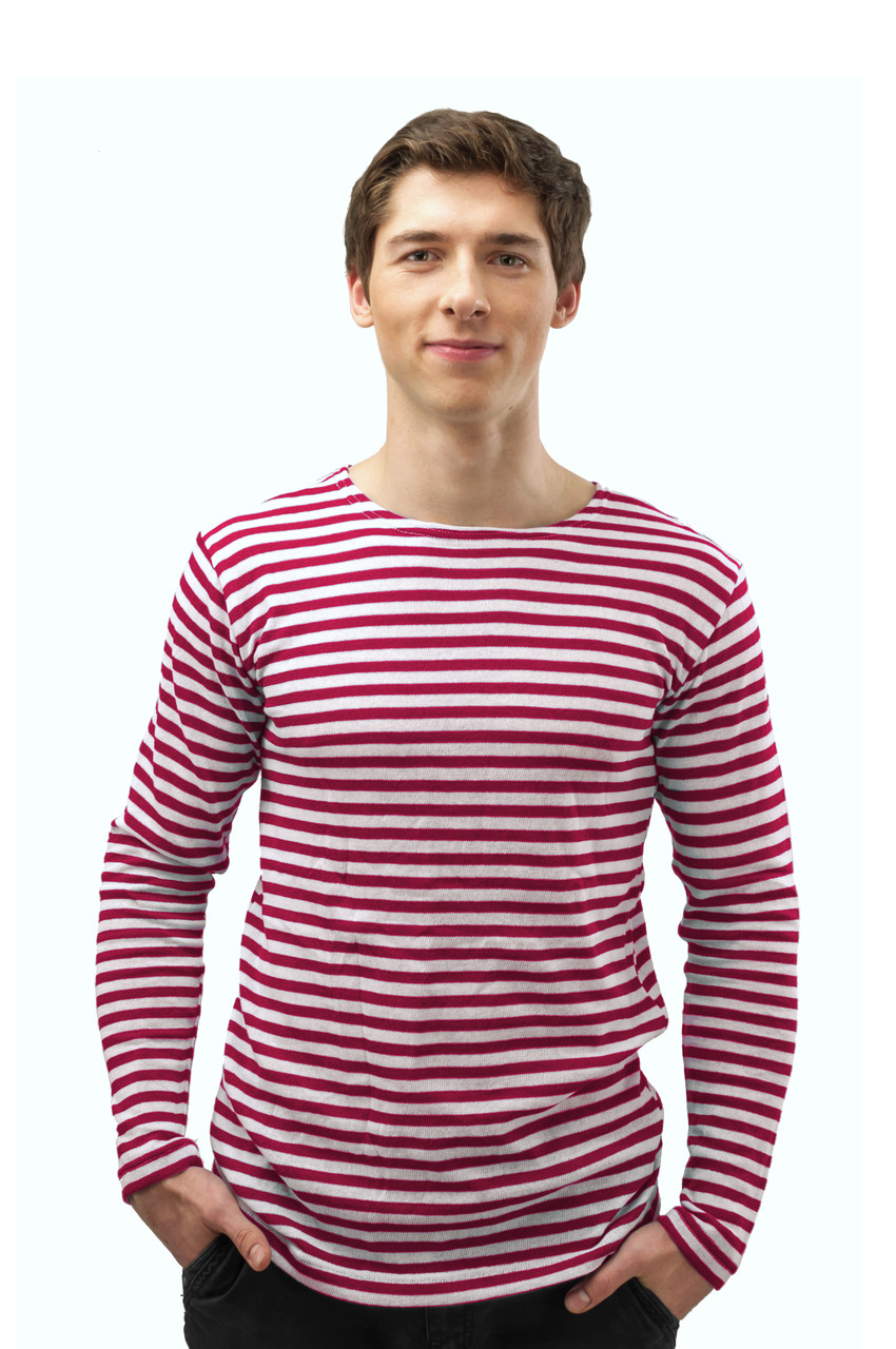 Тільник з довгим рукавом Розмір 42 Червона/крапова смужка 100% бавовна Одеські тільняшки, фото 1