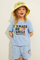 Комплект для дівчинки футболка та шорти, зріст 98-104, колір блакитний