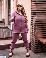 Женский теплый спортивный костюм пудрового цвета (2 цвета) 50-58 размеры
