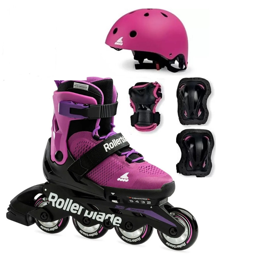 Розсувні ролики із захистом та шоломом Rollerblade Microblade Cube G Purple Black
