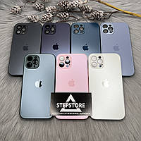 Чехол стеклянный Glass Case Matte iPhone 12 pro матовый закрытая камера с линзами