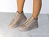 Зимові шкіряні кросівки жіночі бежеві стильні 36р, фото 8