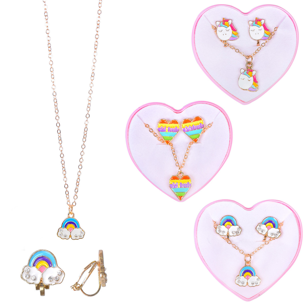 Біжутерія B4318 серце сережки та підвіска 3 види 5×2×5 см, фото 1