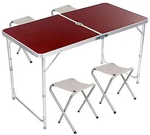 УЦІНКА! Стіл і стільці для пікніка Folding Table Темне дерево (УЦ-No-170)