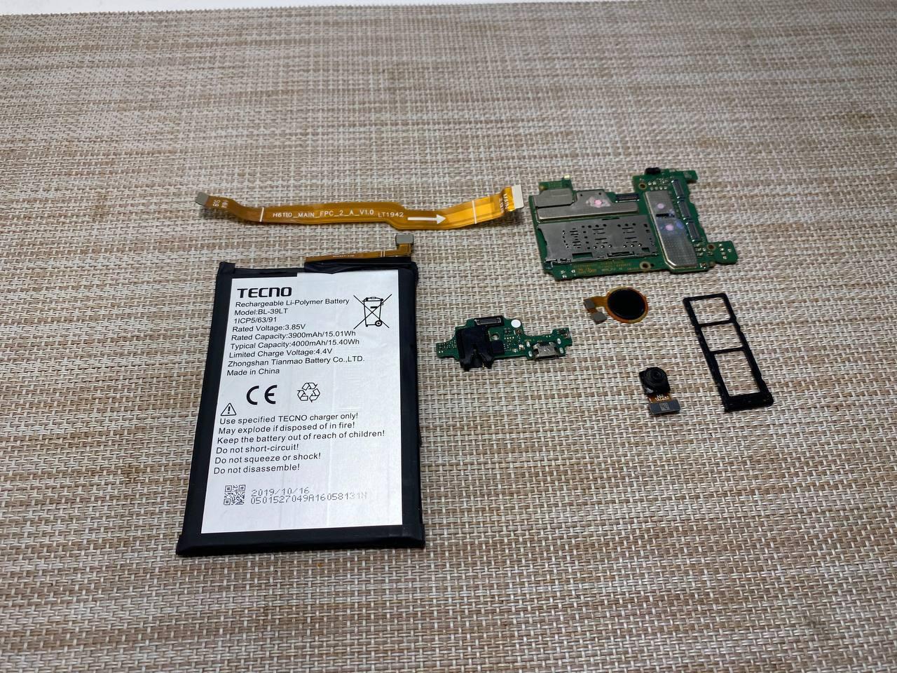 РОЗБИРАННЯ Tecno Spark 4 Камери, Акумулятор, Сім Лоток, Корпус, Шлейф ...